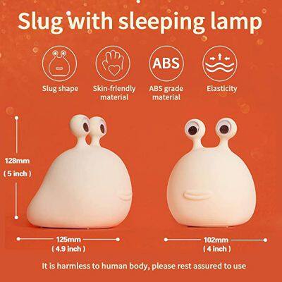 3500K Warm White Slug Silicon Touch Control & Timer Setting Rechargeable USB Animal Night Light for Baby Gift ,childhood Toys photo-3