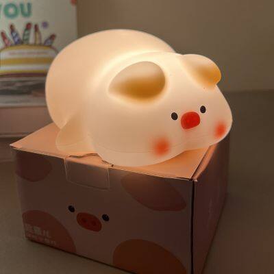 Wholesale Custom Logo Child Baby Nursery Bedroom Lamps Unique 3D Cartoon Pig Silicone Animal Led Night Lights For Kids photo-4