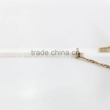 Fashion Design Simple Gold Plated Wave Brass Chain Ring Necklace photo-6