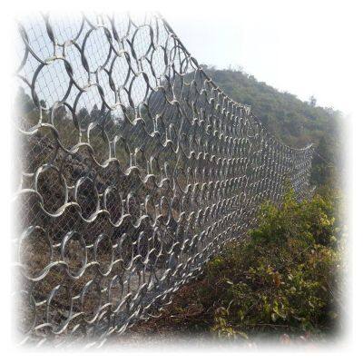 Wholesale Interlocking Ring Protection Net Plain Rope Mesh Passive Rockfall Barrier for Intercepting Rockfall Custom Cutting