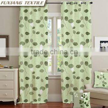 100% Polyester printed faux linen 8 grommets window curtain