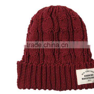 Fashion Popular Applique Embroidery Rolled Brim Beanie Fashion Ladies Hat