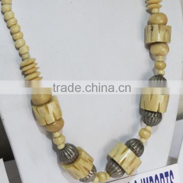 Tribal Bone carving Necklace beads Cow Horn Jewelry