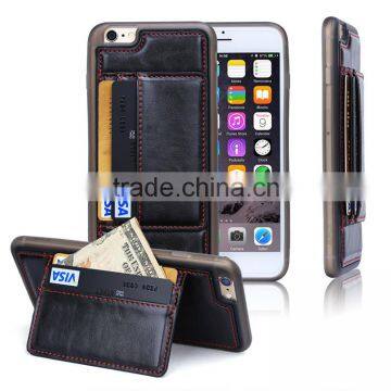 Cheap price own patent PU leather cell phone case for iPhone 6/6s plus,protective card holder kickstand case