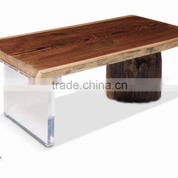 Vintage solid wood U shape coffee table with special legs high quality wooden furniture