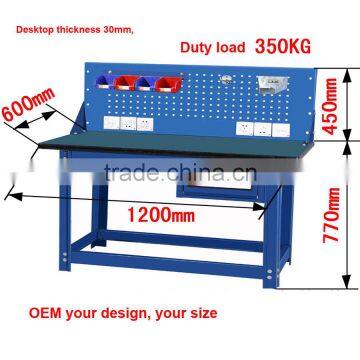 steel work beanch with tool panel Light duty torage work table