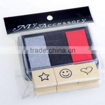 2016 classical wooden stamp and toy stamp pad set