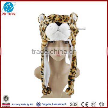 winter warmly animal shape leopard plush hat toy