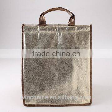 non-woven fabric with lamination insulated cooler lunch bag ,ice bag for frozen food ,Velcro closure