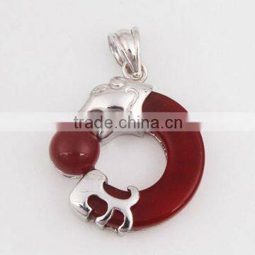 Yiwu DIY 925 Sterling Silver 'Tiger Head' with Jade Body, Special Jade Pendant