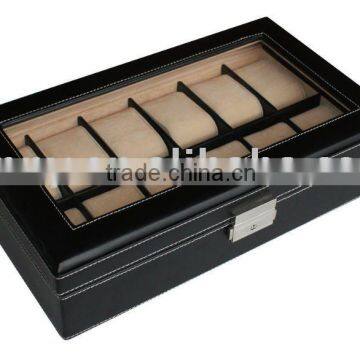 Glass window Leather watch presentation boxes