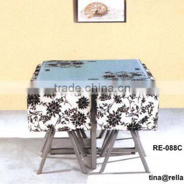 Cheap Glass Top Metal Dining Table Set photo-6