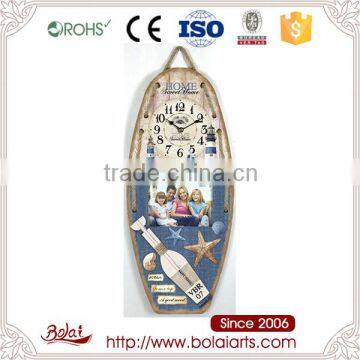 Skateboard shape drift bottle pattern and photo frame mdf wood frame wall clock