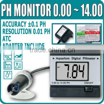 Digital pH Meter Tester Aquarium Buffer ATC 0.00-14.00 AC Power Adapter pH Monitor