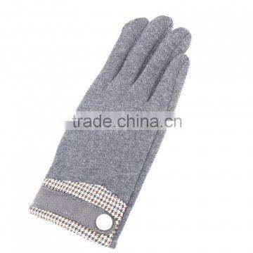 Gray plaid mirco velvet touch screen men gloves metal rivets