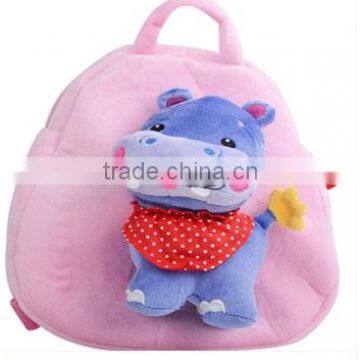 cute animal shape plush bag/stuffed hippo plush bag/animal shape kids bag