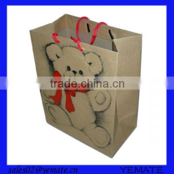 printed brown kraft paper bag with cute bear design