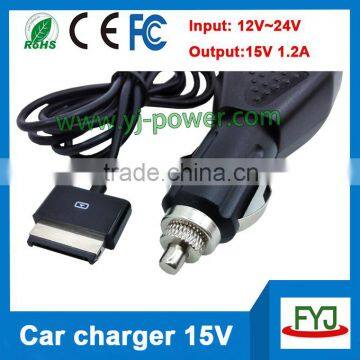 Portable tablet car charger 15v 1.2a 18w for Asus tablet pc TF101 TF201 TF300T TF700T