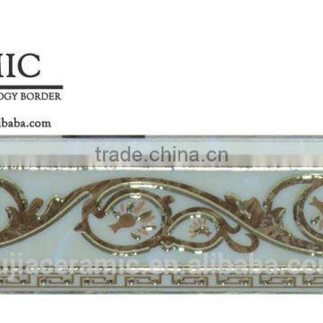 A304900 Foshan factory golden polished crystal border tile design decor border tile