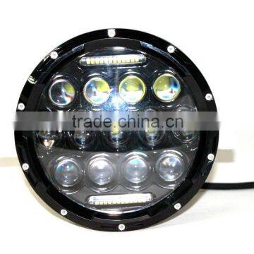 12v / 24v Jee-p Wrangler replacement headlight, 7 inch 75w Harley round headlight high/low beam with DRL