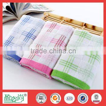 China wholesale hotel face towel cotton stripe baby bath towel 3 colors Pink/Green/Blue