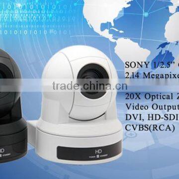 Fish Eye High Definition Pan Tilt Zoom Video Conferencing camera with 20x Zoom & 3 simultaneous HD outputs (DVI, SDI & YPBPR).