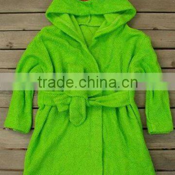 baby/children solid color dobby hooded bathrobe with belt