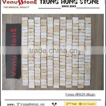 White Cream Marble Mosaic With Magic Design photo-2