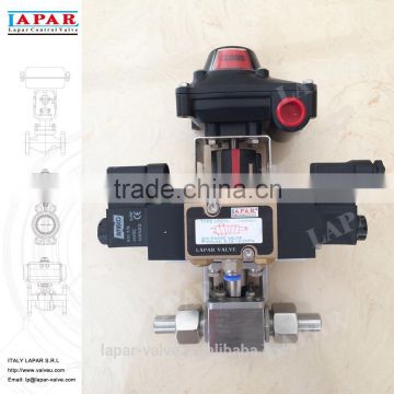 LAPAR Stainless Steel Pneumatic High-pressure Ball Valve with limit switch and solenoid valve double coil