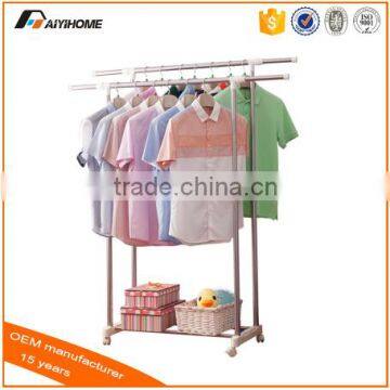 China Mainland best selling+best quality Indoor Double Rod Telescopic Hanger clothes hanger rack AY-DP43