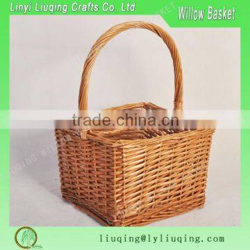 Cheap wicker willow wine basket/wicker wine bottle holder /wicker storage baskets for 4 bottles