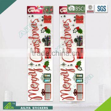 BSCI factory audit Christmas 3D Eco-friendly decorative removable rhinestone monogram stickers