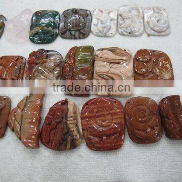 Red Jasper and zebra jasper Indian agate turtle flower fish butterfly and other theme animal carving pendant charm