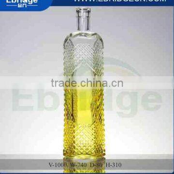 1000ml light yellow clear glass red wine bottle