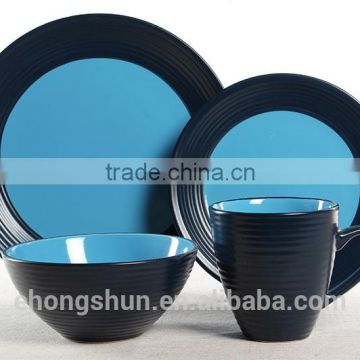 Wholesale home appliances stoneware ceramic dinnerware 16pcs 2 tone color glazed ceramic tableware/ceramic dinner set/dinner set