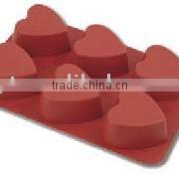 6 Cavities Heart-Shaped Silicone Cake Mould