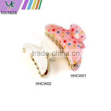 Women New Flower Print Plastic Hair Claw
