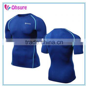 polyester/spandex mens shorts sleeve compression t shirt compression wear