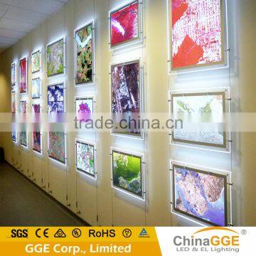 Hanging Battery Powered LED Pictures Frame Light Acrylic Magnetic Real Estate Agent Triple LED LIght Box