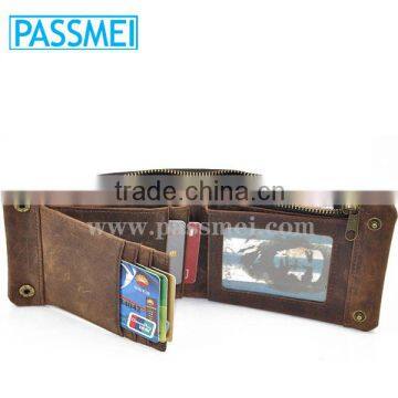 Men Genuine Leather Vintage Bifold Card Case Cash Holder Wallet Purse Snap
