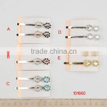 2014 new style/metal hair clip with bow of stones