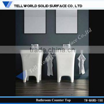 Simple Design White Solid Surface Wash Basin / Wall Mount Wash Basin for Toilet