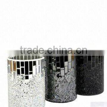 wholesale tube white and black glass mosaic vase