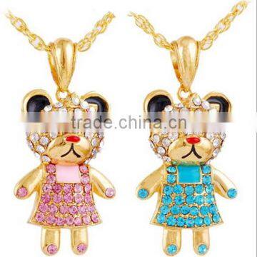Metal Alloy Bear Cat Animal Children Pure Gold Necklace photo-5