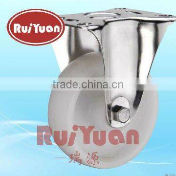Stainless Steel Fixed Castor with WHITE NYLON Wheel