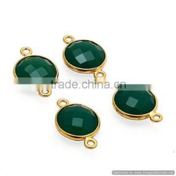 The Gopali Jewellers Green Onyx Bezel Gemstone Green Onyx Round gold plated connector