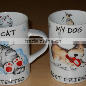 Ceramic Mug with Cat Dog Printing