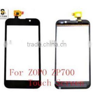 For ZOPO ZP700 Touch Screen Digitizer Replacement With Logo Black Color Mobile Phone Outer Glass Lens With Sensor Flex Cable