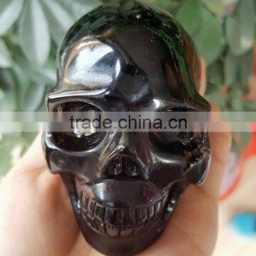 Natural Rock Black Obsidian Skull Hand Carved Crystal Skull