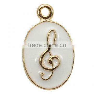 Wholesale 21.5*12.5mm Enemal Oval Shaped musical notation engraved Necklace Charms Pendant